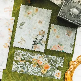 Yoofun 20st/Lot Creative Dual-Material Flower Lace Scrapbooking Material Papers Journalkort Planner DIY Bakgrundspapper