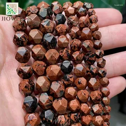 Loose Gemstones Natural Stone Smooth Faceted Mahogany Obsidian Jaspers Spacers Beads For Jewelry Making DIY Bracelet 14" Strand 6 8 10MM