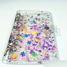 Diğer Ofis Okulu Malzemeleri Toptan A6 Defter ER Şeffaf PVC Glitter Sequins Shell Ofis Okulu 6 Yüzük Bağlayıcı Spiral Planı DHMFX