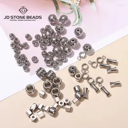Lösa ädelstenar 50 PCSL/Lot 8 Style Rostfritt stål O-Buckle Spacer Pärlor Liten Ball Metal Pärla för smycken Making DIY Armband Accessory