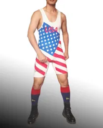 High Cut New American Flag Herren Wrestling Singlet Wrestler Leotard Bodywear Gym Outfit One Piece Tights8725921