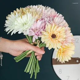 Dekorative Blumen, 6 Stück, künstliche Gänseblümchen, gefälschte Gerbera-Gänseblümchen, Blumenstrauß für Hochzeit, Brautparty, Zuhause, Büro, Küche, Tischdekoration