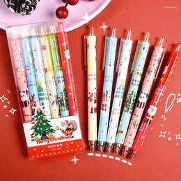 6Pcs/Set Christmas Gel Pens 0.5mm Black Ink Retractable Pen For Writing Lovely Signature School Office Suppliers Kids Gifts