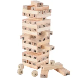 54pcs Wooden Stack High Game Blocks Toy Classic Barhing Game Toy Intelligence Toys Toys For Kids Kids Boy Gift 240124