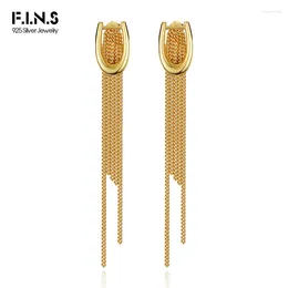 Dangle Earrings F.I.N.S S925 Sterling Silver Long Tassel Hanging Multi Ways To Wear Geometric U-Shaped Piercing Ear Fine Jewelry