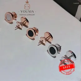 Orecchini pendenti 1:1 personalizzati S925argento moda bianco e nero rotondo tendenza festa gioielli di lusso regalo di Halloween per le donne