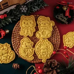 Baking Tools Cartoon Christmas Little Cat Cookie Mold Cute Frosting Biscuit Stamp Fondant Embosser Year Party Tool