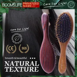 Domuz Kılı Saç Fırçası Kadınlar Özel İsim Arıkır saç fırçası saç stili ahşap tarak ıslak kuru saç kafa derisi Brosse A Cheveux Bebe 240117