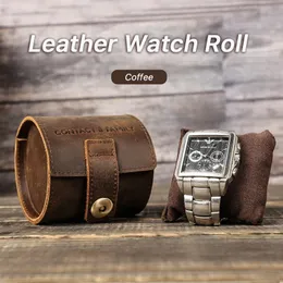 COW LEATHER Single Slot Watch Roll Case Portable Vintage Watch Case Watch Holder Travel Wrist Jewelry Storage Pouch Organizer 240129