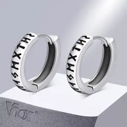 أقراط Hoop Vnox Viking Runes for Men Boys Retro Silver Color Steel Stains Stains Huggie Hypoallergenic Gift Mift Jewelry Jewelry