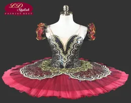 Tutu professionale da donna in oro rosso per ragazze Pancake Red Tutu di performance Balletto per bambini Tutu di balletto bambino LD00143301673