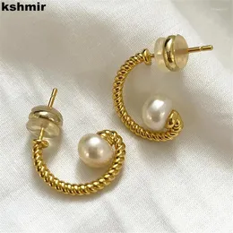 Dangle Earrings Kshmir 2024 Vintage Woven Metal Pearl High Sense Simple Women's Jewelry Accessories Gift