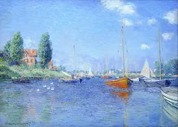 赤いボート、Claude Monet Paintings on Canvas Masterpiece Oil Art for Office、Study Room Wall Decoration Hand Painted Landscape Piction