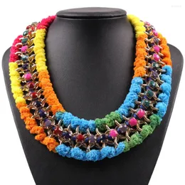 Choker Latest Model Fashion Colorful Rope Necklace Resin Gold Chain String Collar Statement For Ladies Jewelry