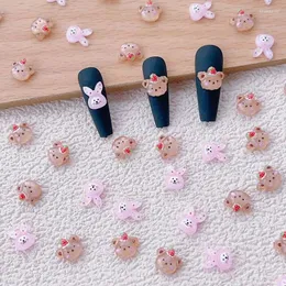 Craft Tools 50Pcs Mini Cute Bear And Rabbit Resin Gems Flatback Figurines Cabochon Scrapbook Wedding Applique Home Nail Crafts