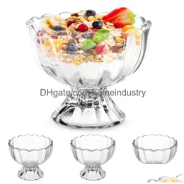 Dinnerware Sets 4 Pcs Salad Bowls Ice Cream Decorative Goblet Snack Dessert Serving Glass Glasses Drop Delivery Dhldo