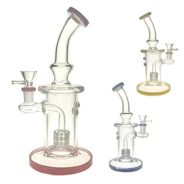 Narghilè Recycler oil Rig Bubbler bong 9 pollici di altezza e albero perc con ciotola in vetro da 14 mm 480 g di peso 3 colori BU098