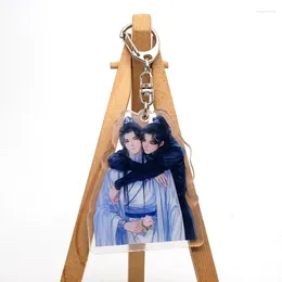키 체인 애니메이션 키 체인 여성 허스키와 그의 흰색 고양이 Shizun Key Chain for Men Ring Acrylic Car Keyring Party Pendant Cos Girls Gift