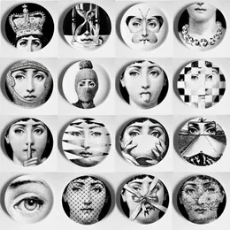 Dekorativa figurer Pure Black / White Plate Creative Human Face Design Fashion Euro Stlye Plates Ceramics Wall Hängande konsträtter