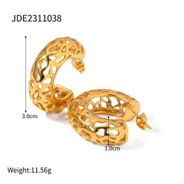 2024 Earrings Youthway Fashion Stainless Steel Pattern Hollow Chubby C-shaped And Ear Clip Set For Women Waterproof Charm Jewelry earrings party earrings