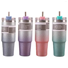 Water Bottles Straw Insulation Bottle Gradient Color Thermal Sweat Sublimation Tumbler Vacuum Insulated Coffee Travel Mug Holiday Party