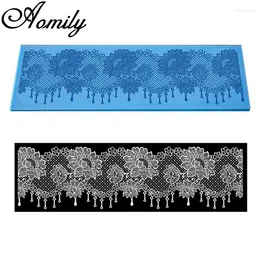 Narzędzia do pieczenia Aomily Flower Lace Spódnica Forma Ślub Silikon Fondant Mussse Brim Decor Sugarcraft Mat Mat Paster