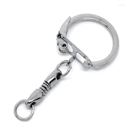 Keychains 20 st Doreen Box Nyckelkedjor Ringar Fit Europeiska pärllegering Silverfärg 5cm för DIY Fashion Ring Smycken