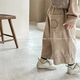 Trousers 2024 Spring Children Casual Pants Loose Girls Harem Boys Wide Leg Kids Baby Clothes
