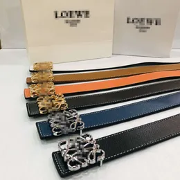 Belts Fashion Double-sided Lychee Grain loewe Belt Luxury Men Women Designer Belt Width 3.8cm Gold Silver Smooth Buckle Leather Belts