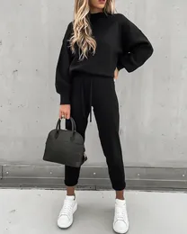 Calças femininas inverno outono conjunto de malha de duas peças mulheres veludo oversize ropa de chandal mujer invierno casual jogging terno feminino