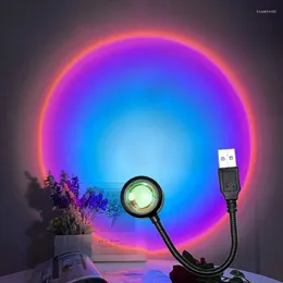 Night Lights Atmosphere Light USB Mini Sunset Projection Lamp Live Beauty Background Wall Decoration Pography Room Decorate