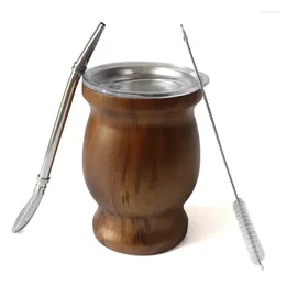 Mugs 230ML 8oz Yerba Mate Cup Double Walled 18/8 Stainless Steel Tea Argentina With One Bombilla (Straw) And Cleaning Brush