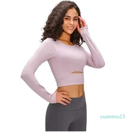 Luyogasports Lu-01 Yoga Sports Bra Mulheres Ginásio Roupas de Fitness Camiseta de manga comprida acolchoada meio comprimento Running Slim Athletic Workout Top High