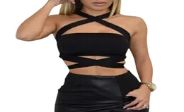 Kobiety Summer Sexy Criss Cross Bandage Bandage Top Tank Cut Out Bustier Cami Women Tanks6507426