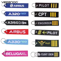 Keychains AIRBUS Keychain Motorcycle Car Embroider Key Ring A320 Aviation Chain For Gift Strap Lanyard Bag Zipper