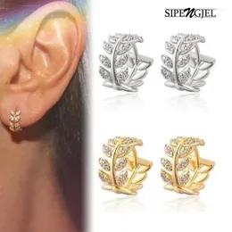 Orecchini a bottone moda carino colore oro foglie cerchio cerchio geometrico piccolo orecchio Buckly per regalo di gioielli per feste da donna