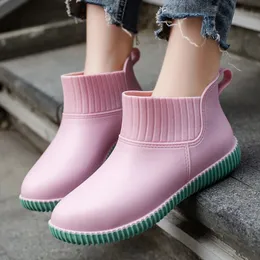 Fashion Rain Boots Womens Galoshes Ladies Shoes Walking Non-slip Waterproof Ankle Rainboots Female Home Garden Work Short Boots 240125