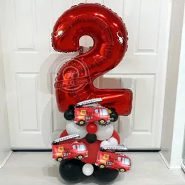 Decoração de festa 1 conjunto de balões de veículo, mini carros, balão de alumínio, trem de bombeiros, tema de aniversário, decorações de aniversário, chá de bebê, globos de ar