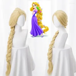 Party Supplies Tangled Princess 120 cm lång rak blond super cosplay peruk rapunzel syntetisk hår anime cap