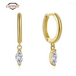 Orecchini pendenti CANNER Argento sterling 925 Moda semplice classico Huggies Goccia rotonda per le donne CZ Orecchino penetrante Gioielleria raffinata Regali