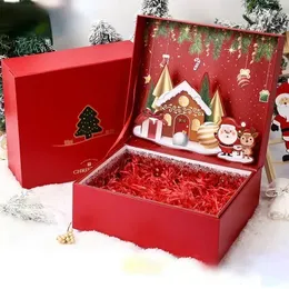 Świąteczne pudełka na prezenty z pokrywkami duże czerwone pudełko magnetyczne na kasę twardą kartonę na wiglację Prezenty z pakietem 240124