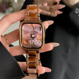 Uhrenarmbänder Metallharz Regenbogen Marmor Band für Apple Ultra 49mm 7 8 41 45mm 38 40mm 42 44mm Armband Frauen Armband IWatch 6 SE 5 4