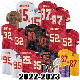 Nick Bolton 15 Patrick Mahomes 87 Travis Kelce Futbol Jersey Man Felix Anude-Uzomah Isiah Pacheco Clyde Edwards-Helaire Creed Humphrey Chris Jones Nick Bolton