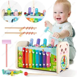 Montessori Wooden Hammering Pounding Toy for 12 Months Kids Toys Musical Instruments Wood Hammer Xylophone Number 240124