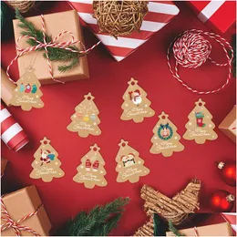 Noel Dekorasyonları 48pcs Mutlu Noeller Kraft Kağıt Asma Etiketler Ağaç Asma Etiketi Yeni Yıl Dekorasyonları Tebrik Kartları Paketi Del D DH9CA
