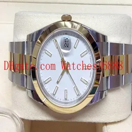 남성 손목 시계 데이트 조정 41mm 126303 BI 컬러 남성 자동 기계 시계 흰색 다이얼 스테인리스 스틸 및 옐로우 골드 M302S