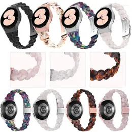 شاهد حزام راتنجات الماس الأكريليك 20 ملم لـ Samsung Galaxy 5 Pro 45mm 5/4 40 44mm /4 Classic 42mm46mm Ladies Bracelet