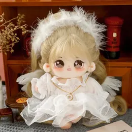 20 cm inget attribut Brown Haired Keke Angel Five Piece Set Kawaii Cotton Doll Animal With Skeleton Doll Collection Gift 240123