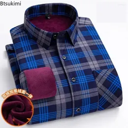 Camicie casual da uomo 2024 Calda flanella Top Autunno Inverno Camicia a quadri a maniche lunghe Spessa foderata in pile Abito morbido L-5XL