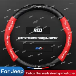 Steering Wheel Covers Carbon Fiber Leather Car Cover For Jeep Gladiator Renegade Compass Wrangler Jl Cherokee Non-slip